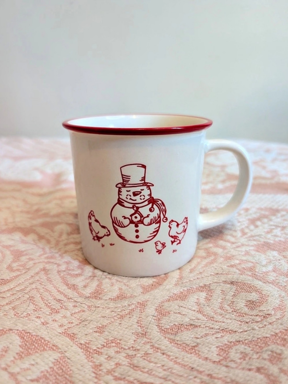 Red Shed Christmas Redwork Camper Mug White & Red